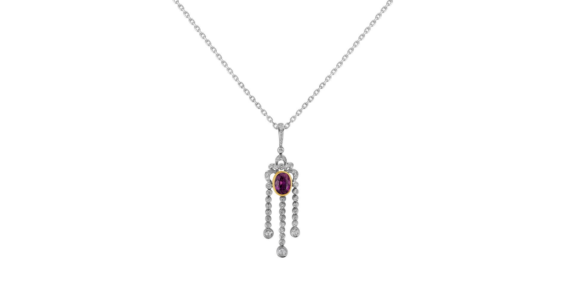 Diamond pendant with Sapphire Purple Rain