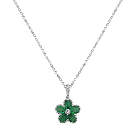Diamond pendant with Emerald Green Luck