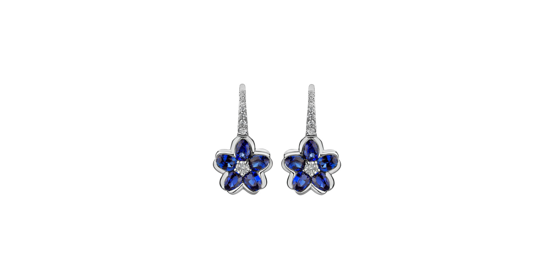 Diamond earrings and Sapphire Shinning Campanula