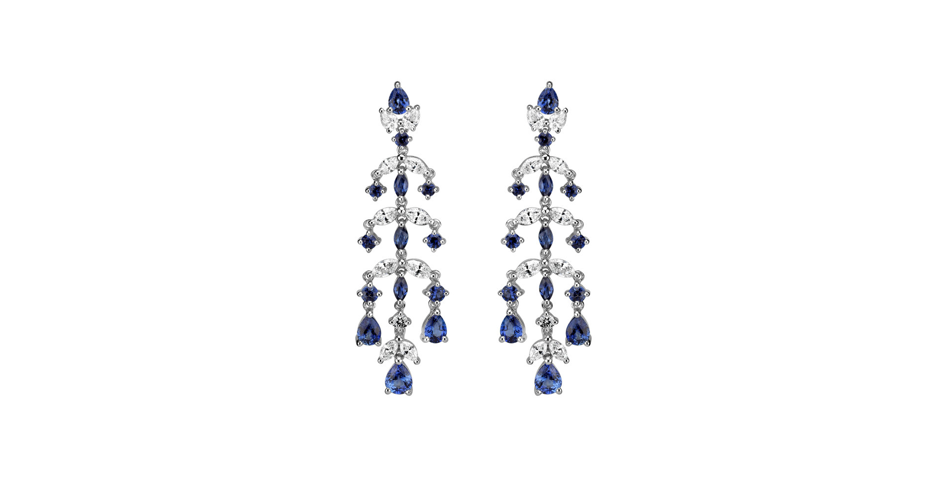 Diamond earrings and Sapphire Blue Waterfall