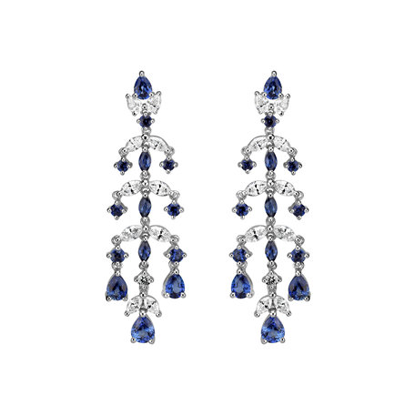 Diamond earrings and Sapphire Blue Waterfall