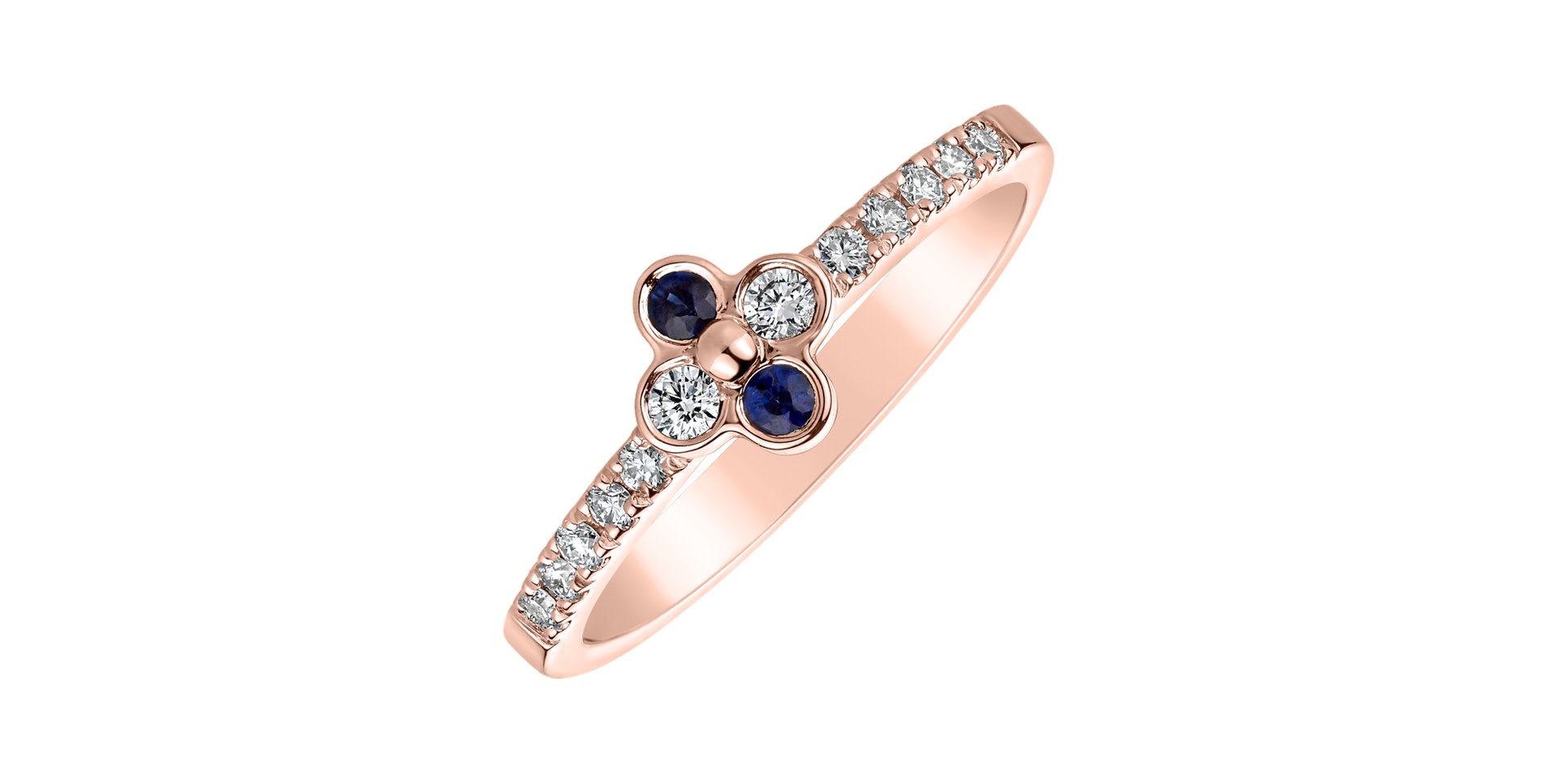 Diamond ring with Sapphire Cloverina