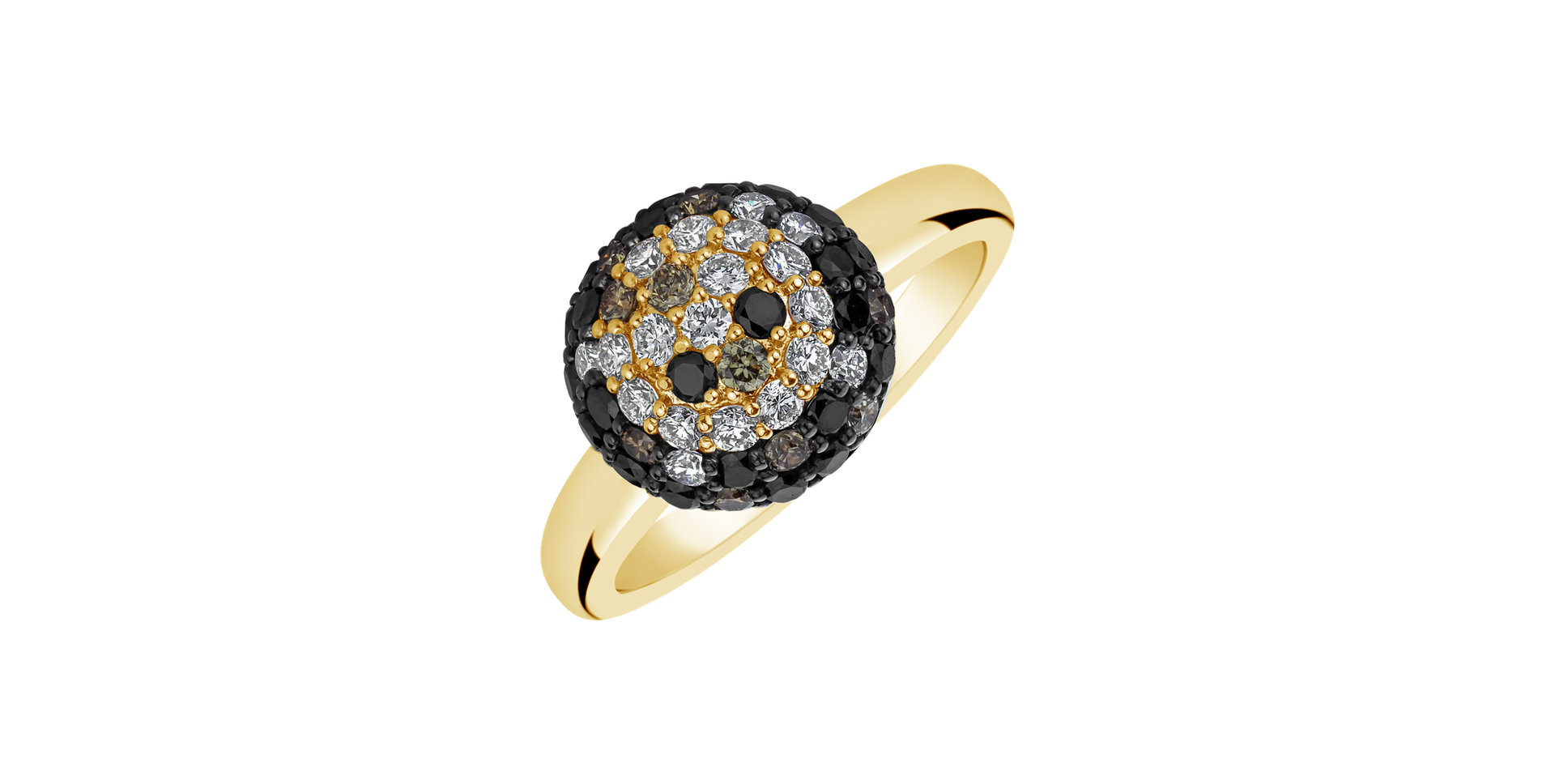 Ring with white, brown and black diamonds Magic Poem