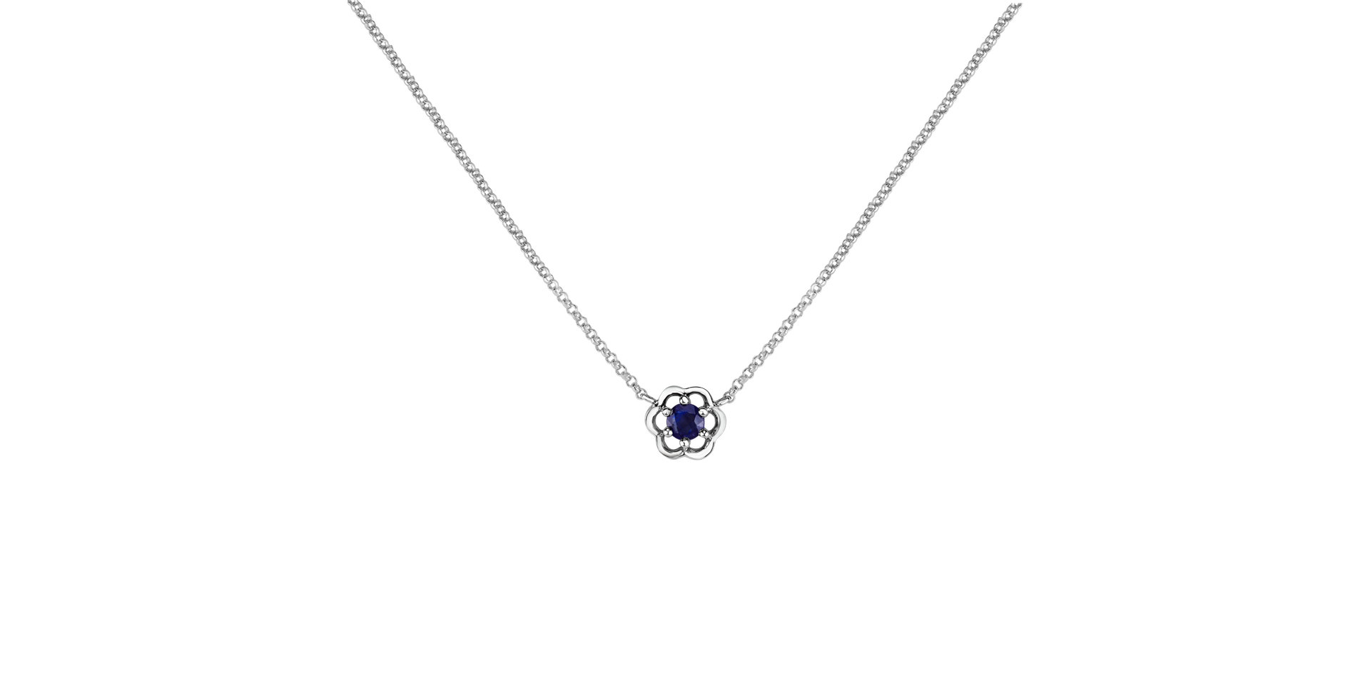 Necklace with Sapphire Flower Gem
