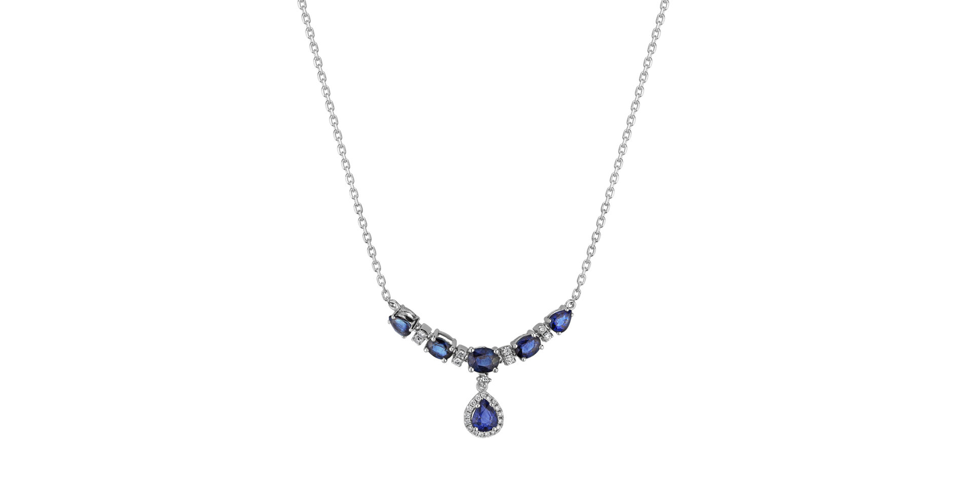 Diamond necklace with Sapphire Starburst