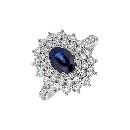 Diamond ring with Sapphire Frozen Drop