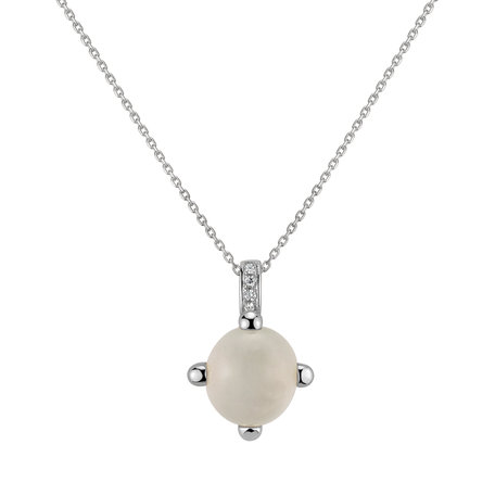 Diamond pendant with Moonstone Round Galaxy