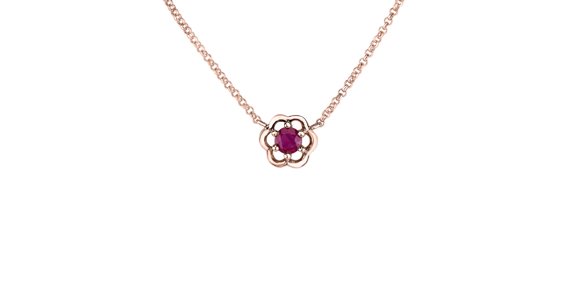 Necklace with Ruby Flower Gem