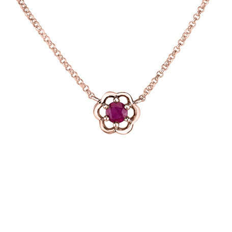 Necklace with Ruby Flower Gem