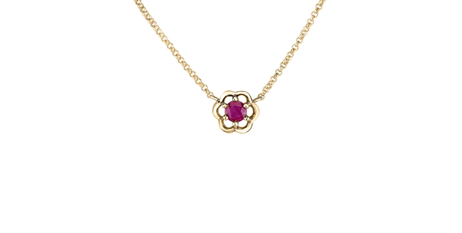 Necklace with Ruby Flower Gem