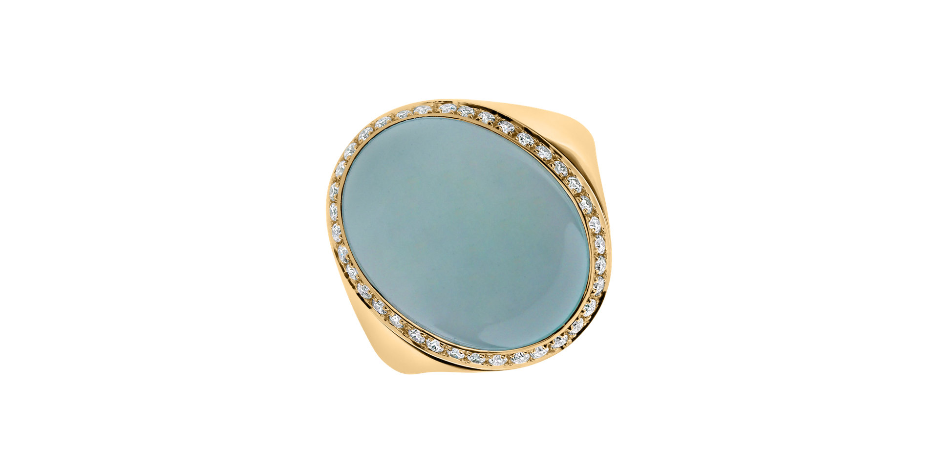 Diamond ring with Chalcedony Magic Blossom