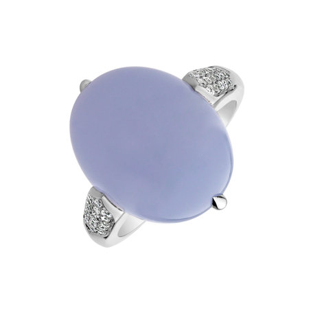 Diamond ring with Chalcedony Drop Blossom