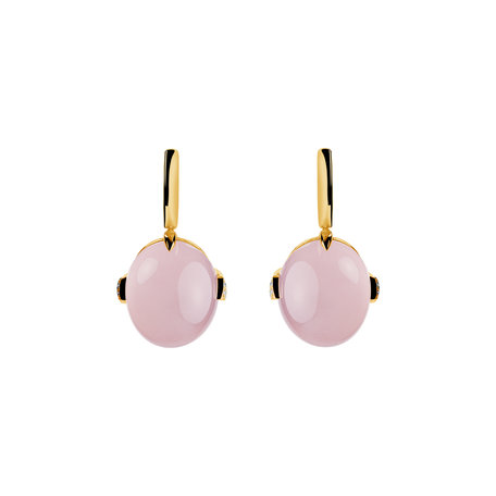 Diamond earrings with Rose Quartz Shining Grace