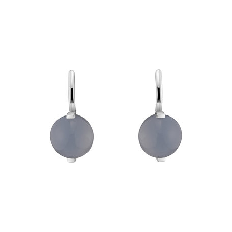 Diamond earrings with Chalcedony Space Signature
