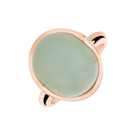 Diamond ring with Chalcedony Fairytale Drop