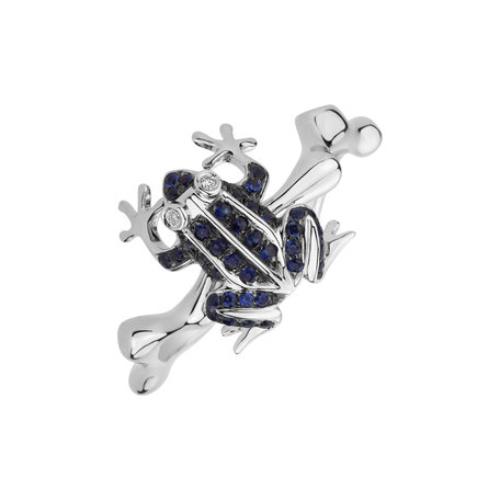 Diamond ring with Sapphire Noble Frog