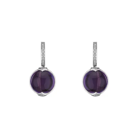 Diamond earrings with Amethyst Fairy Blossom