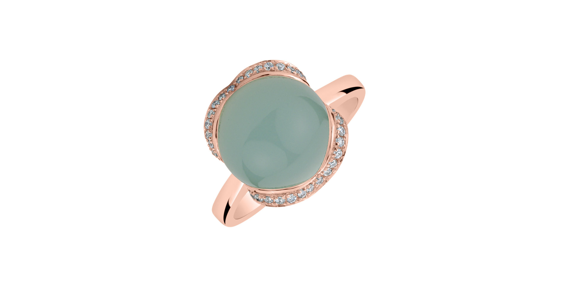 Diamond ring with Chalcedony Rainbow Princess