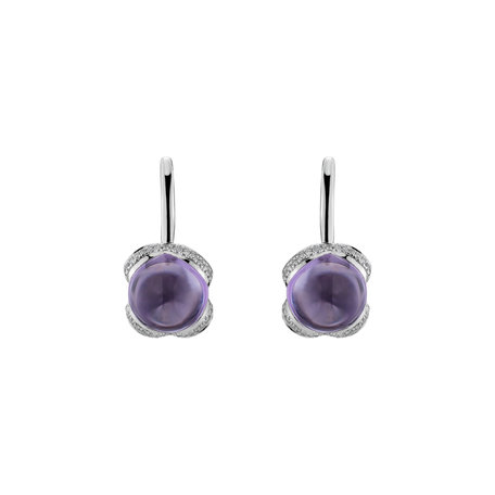 Diamond earrings with Amethyst Rainbow Wish