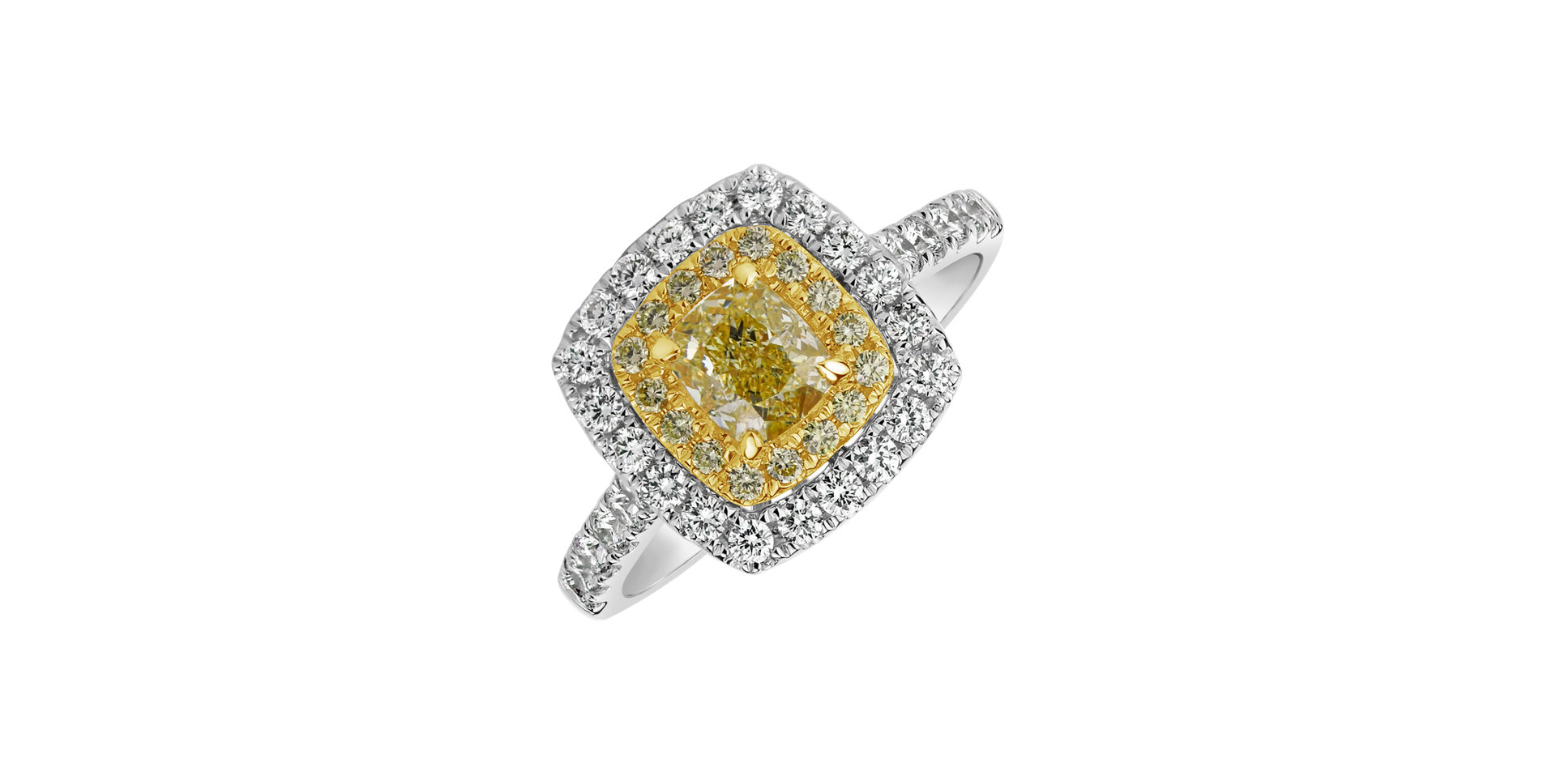 Ring with yellow and white diamonds Sparkling Rise