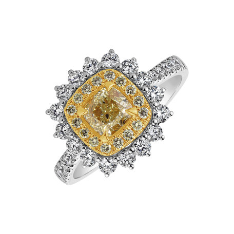 Diamond ring with yellow diamonds and white diamonds Radiant Sunshine