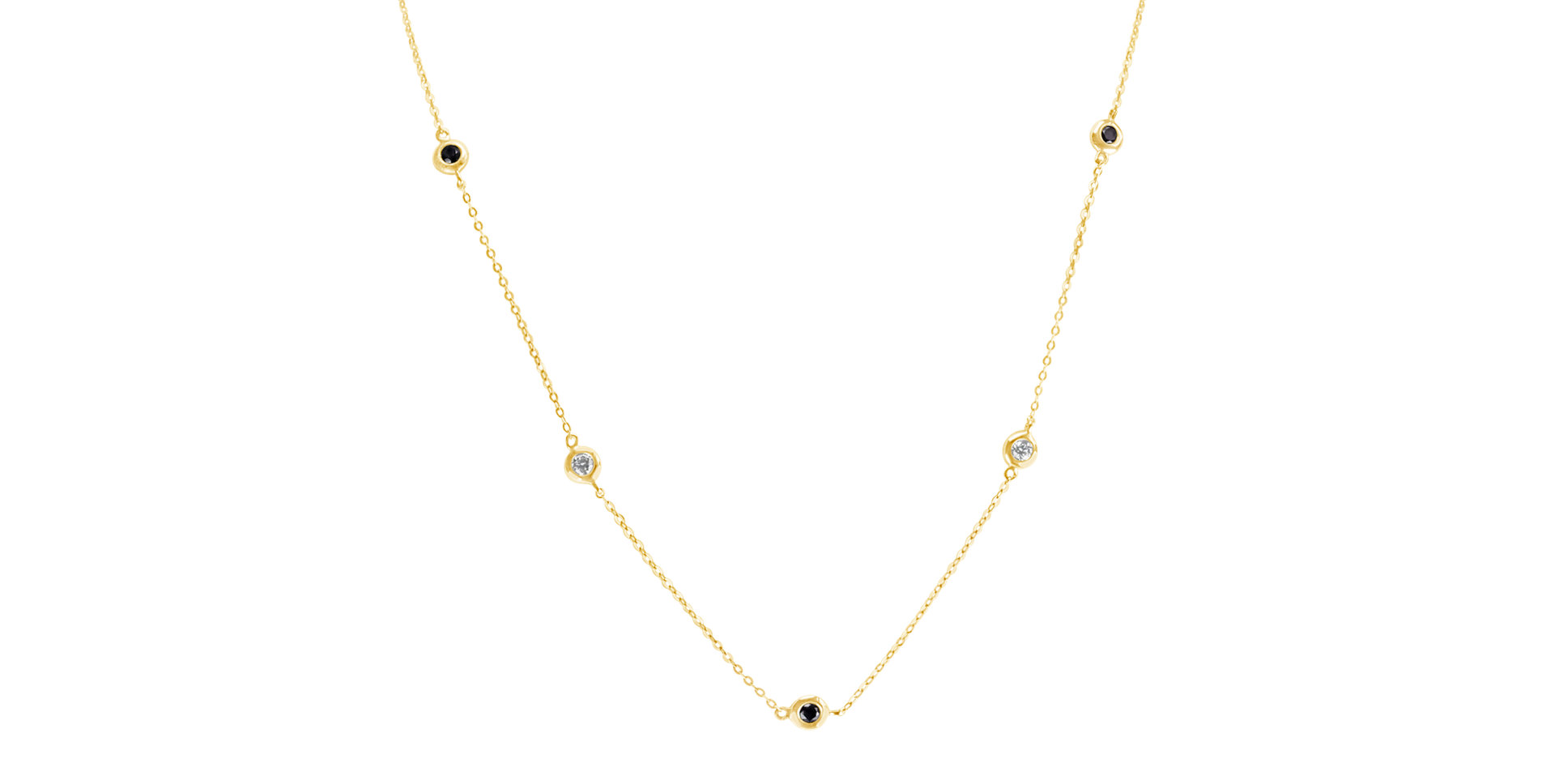 Necklace with black and white diamonds Dots