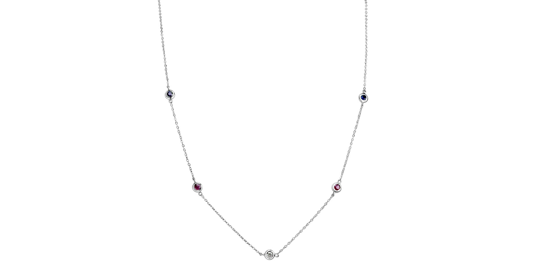 Diamond necklace with Ruby and Sapphire Dots