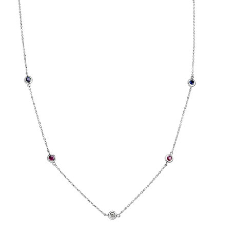 Diamond necklace with Ruby and Sapphire Dots