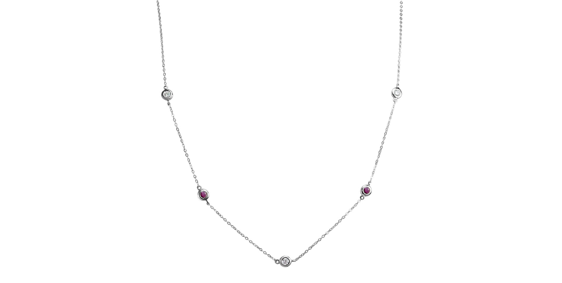 Diamond necklace with Ruby Dots