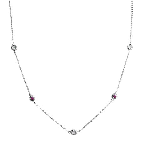 Diamond necklace with Ruby Dots