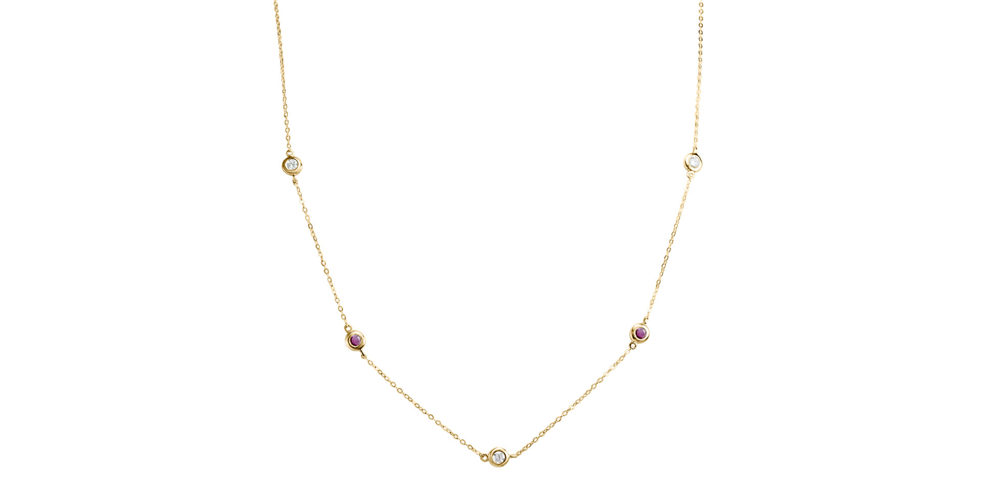 Diamond necklace with Ruby Dots