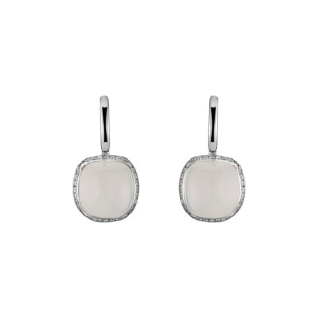 Diamond earrings with Moonstone Mystic Drop