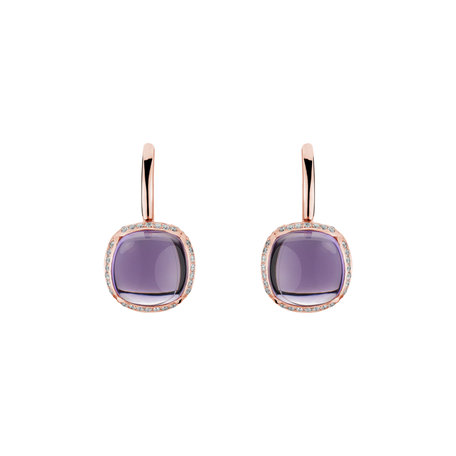 Diamond earrings with Amethyst Mystic Drop