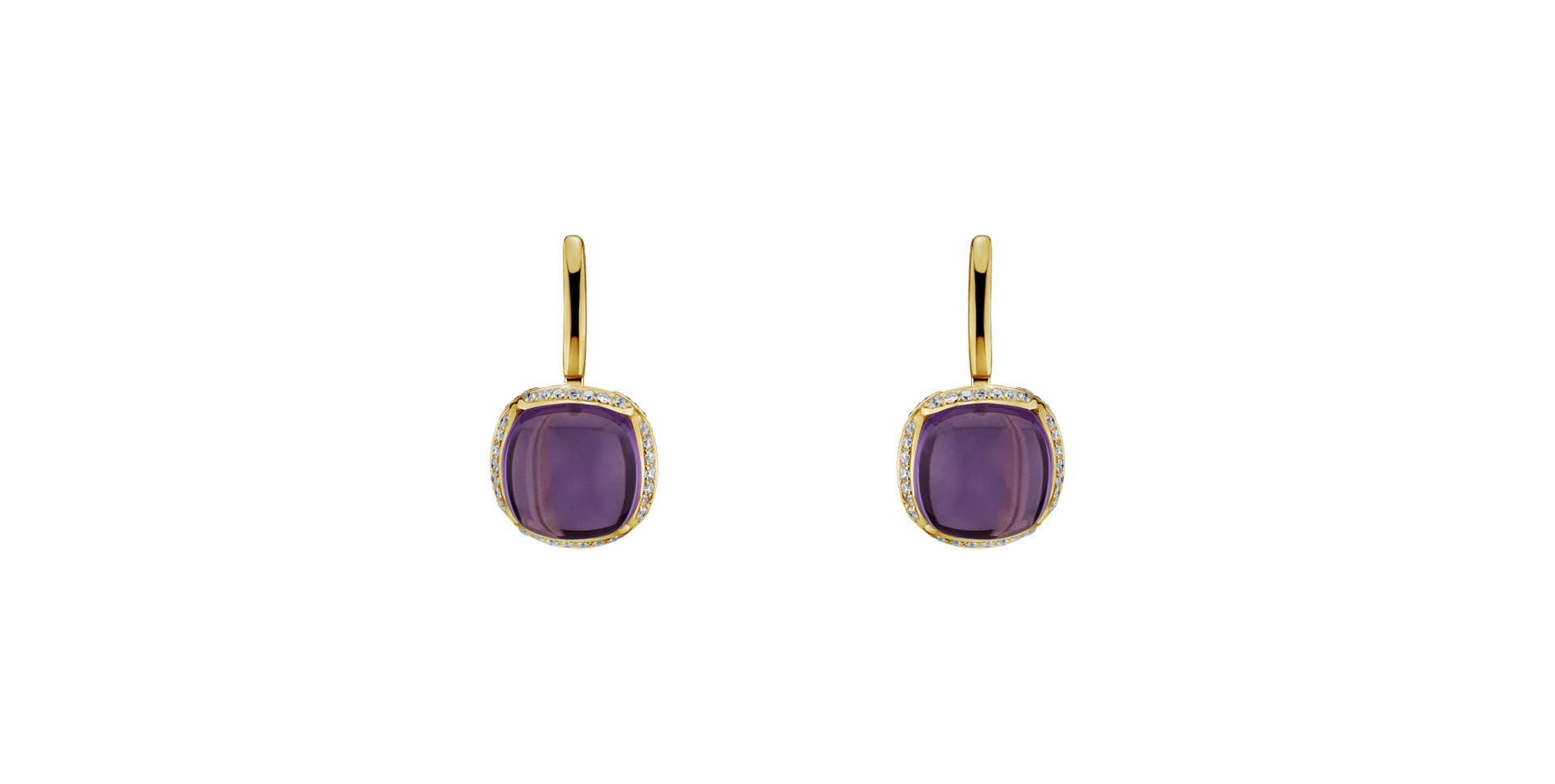 Diamond earrings with Amethyst Mystic Drop