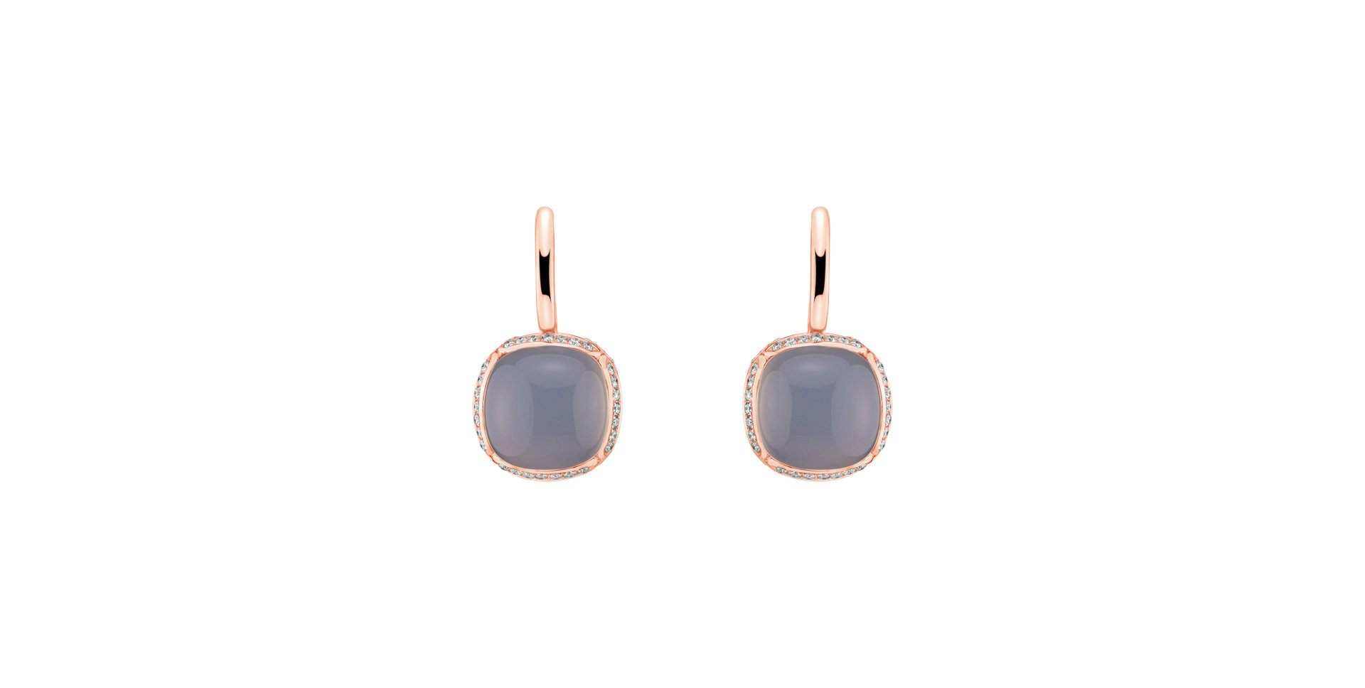 Diamond earrings with Chalcedony Mystic Drop