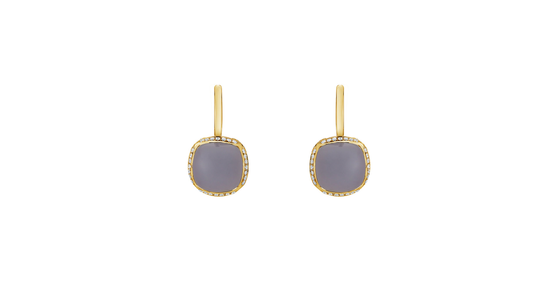 Diamond earrings with Chalcedony Mystic Drop
