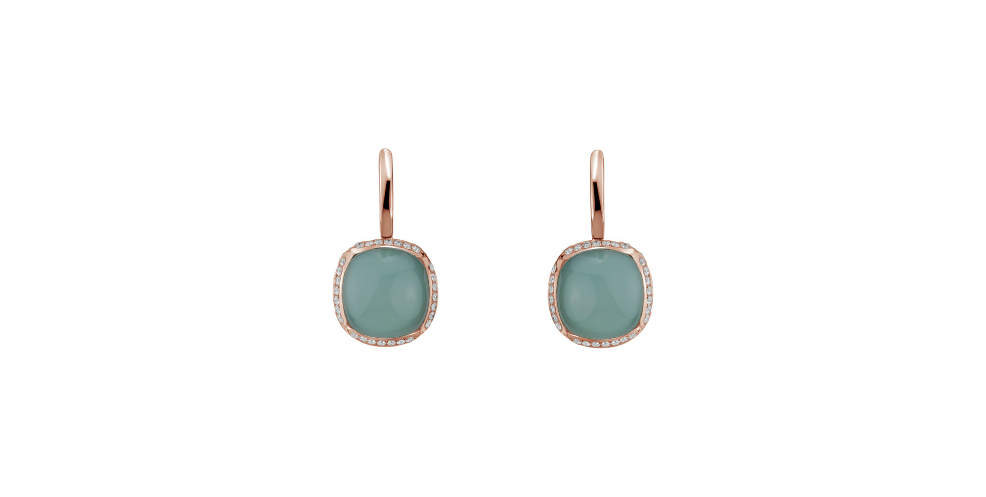Diamond earrings with Chalcedony Mystic Drop