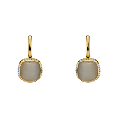 Diamond earrings with Moonstone Mystic Drop