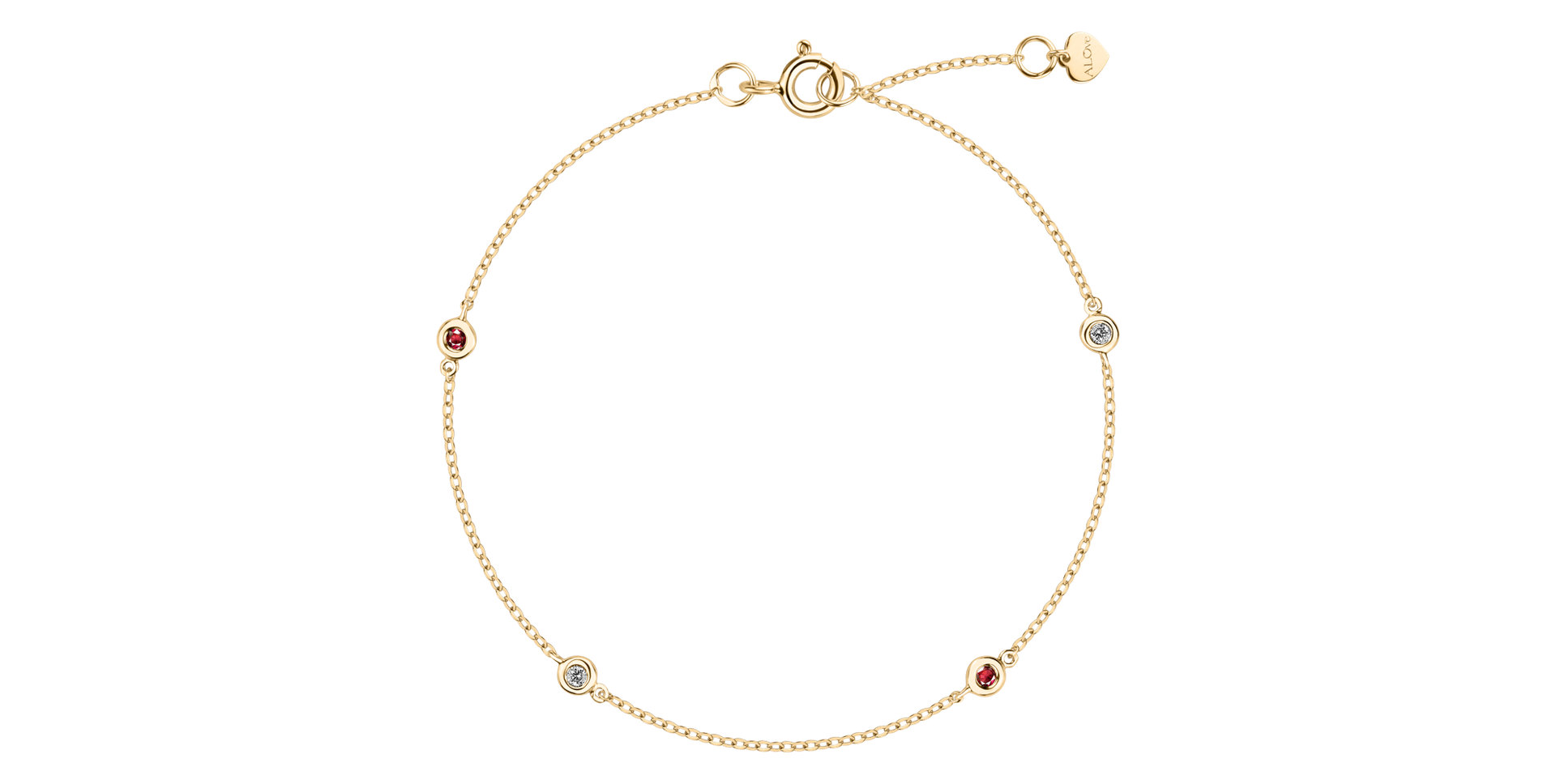 Diamond bracelet with Ruby Dots