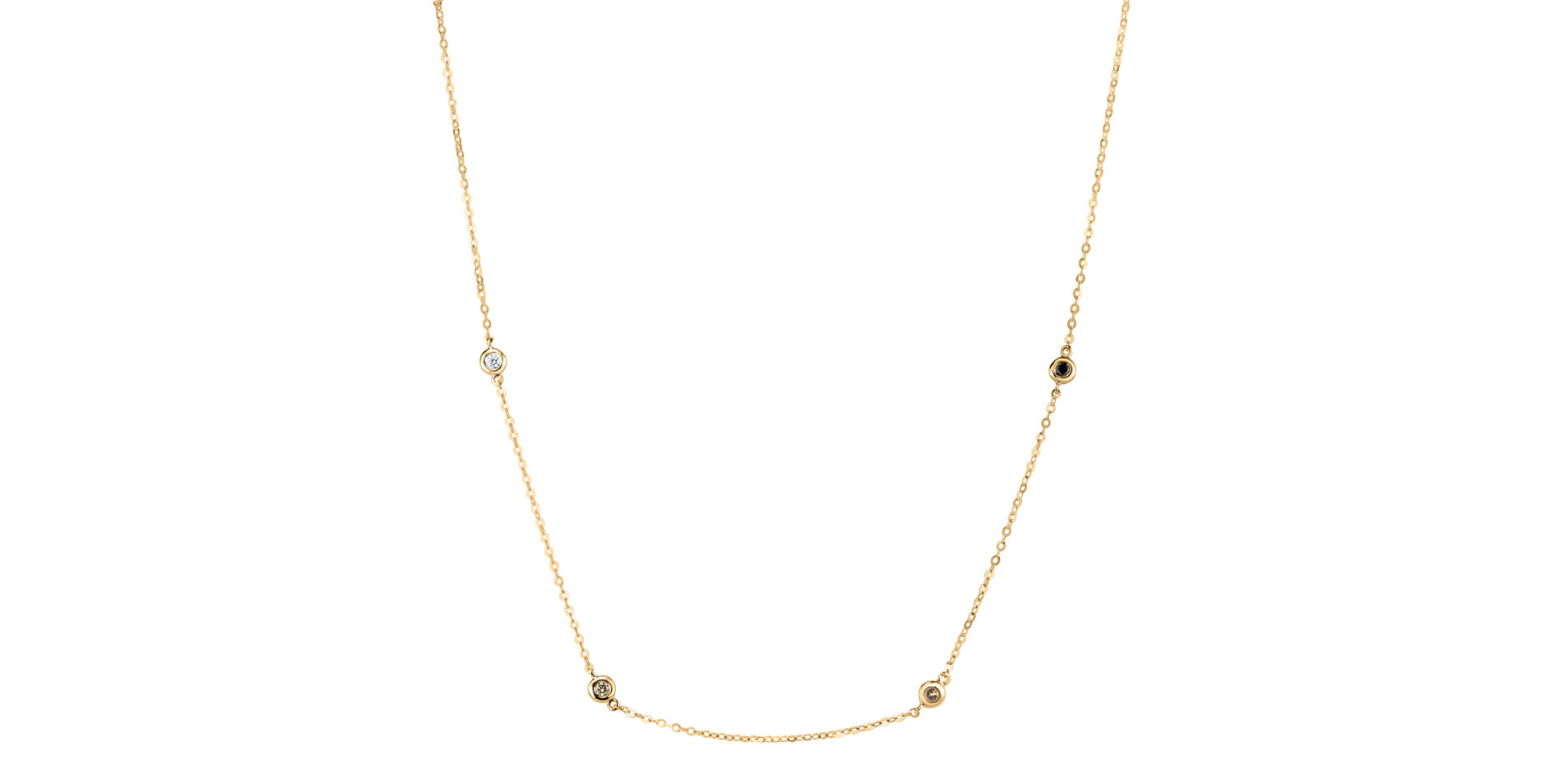 Necklace with white, brown and black diamonds Dots