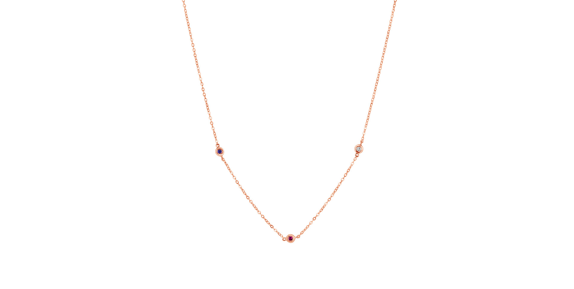 Diamond necklace with Ruby and Sapphire Dots