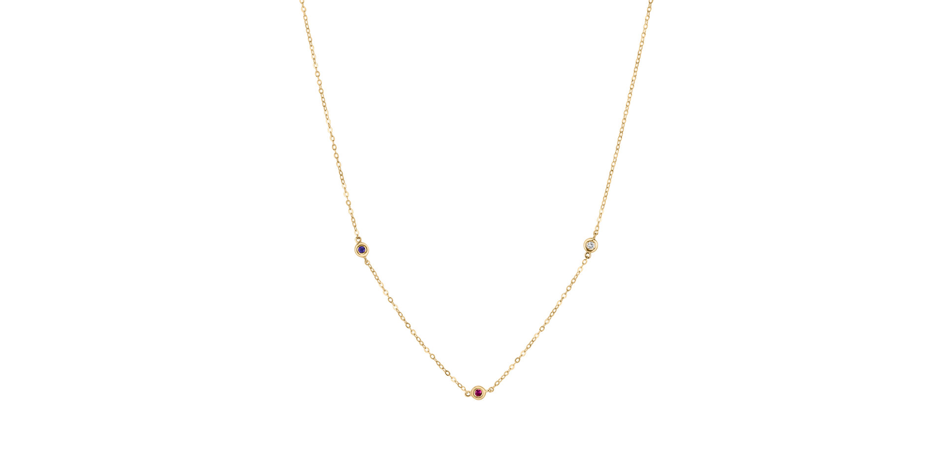 Diamond necklace with Ruby and Sapphire Dots