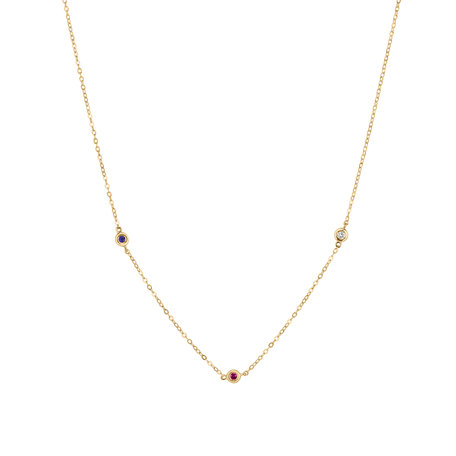 Diamond necklace with Ruby and Sapphire Dots