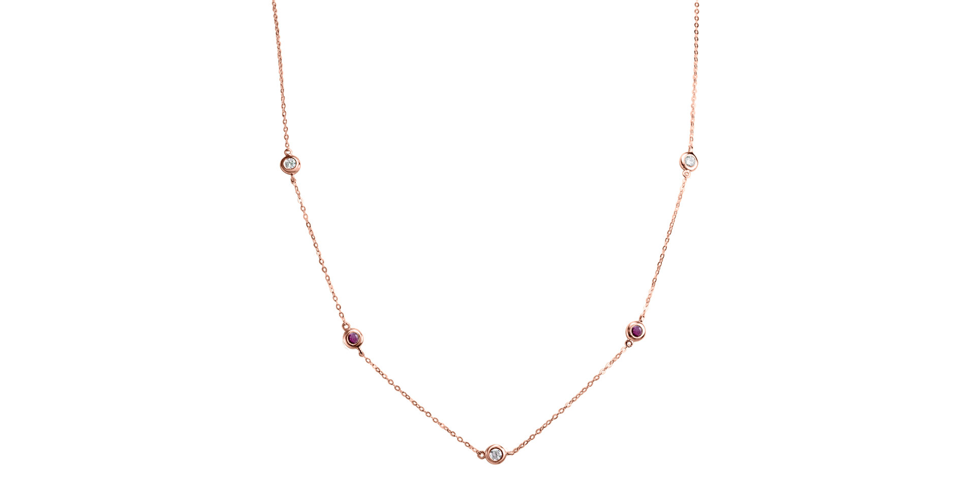 Diamond necklace with Ruby Dots