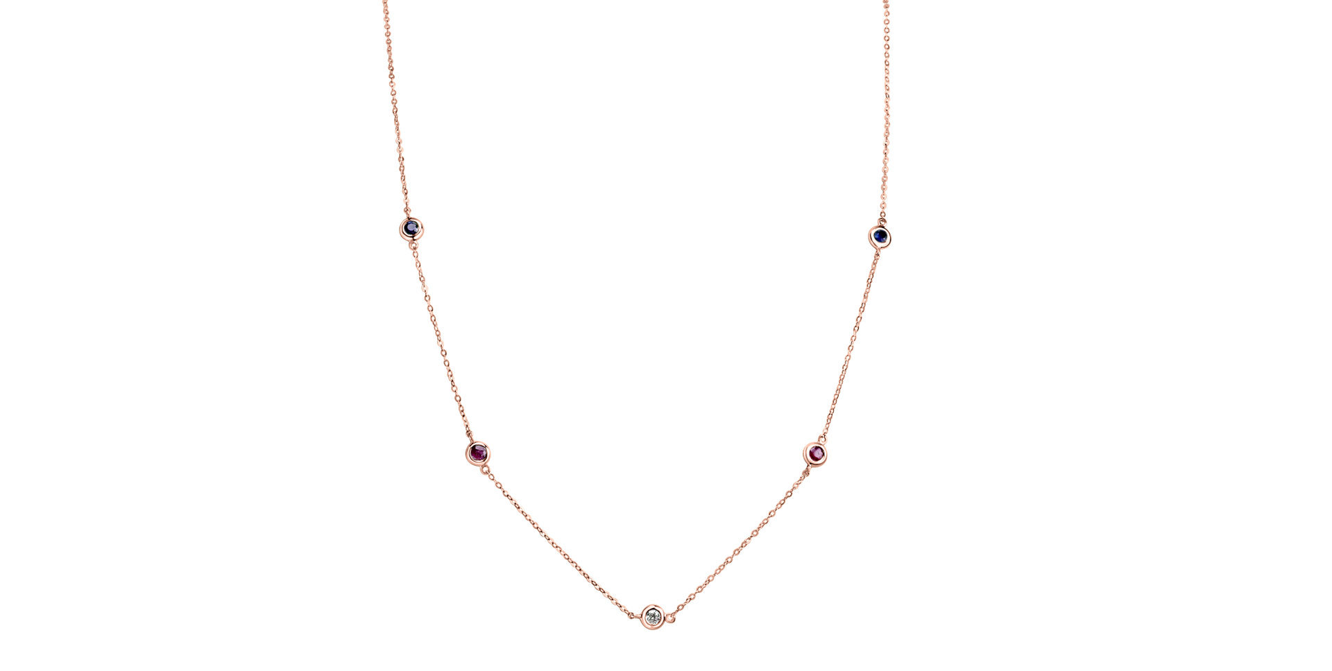 Diamond necklace with Ruby and Sapphire Dots