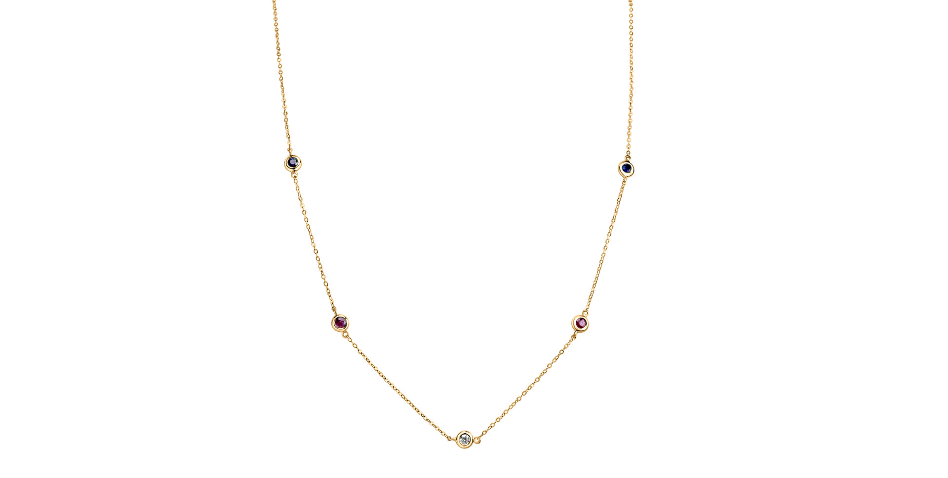 Diamond necklace with Ruby and Sapphire Dots