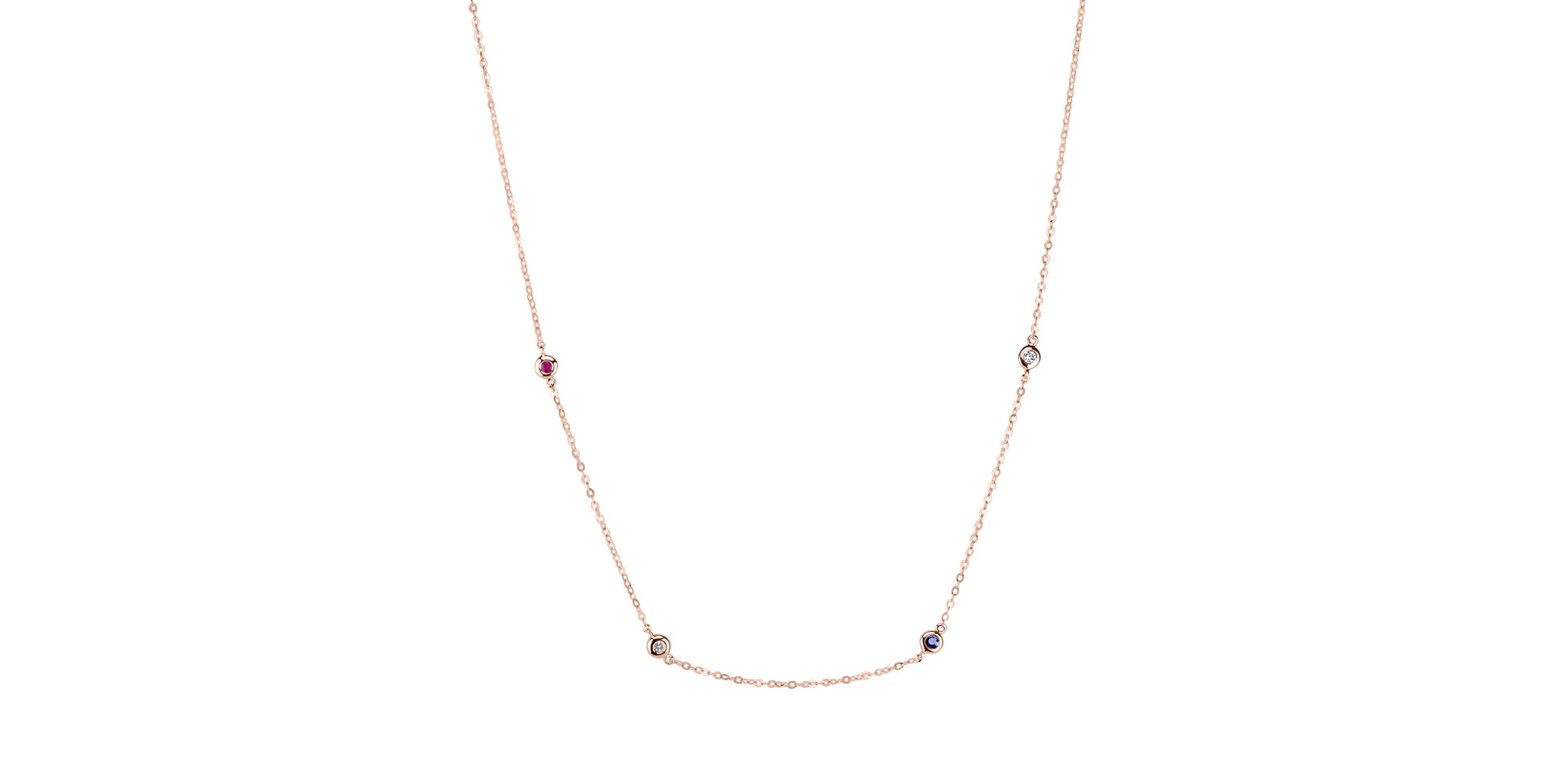 Diamond necklace with Ruby and Sapphire Dots