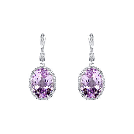 Diamond earrings with Kunzite Graceful Delight