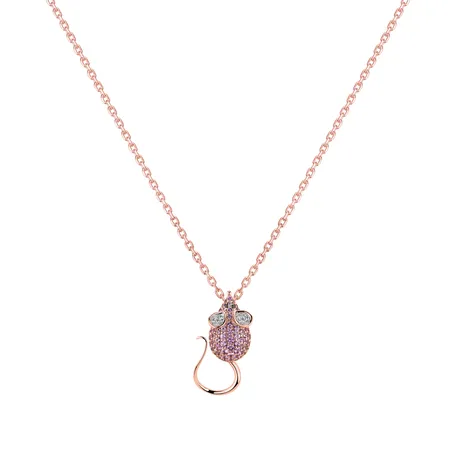 Pendant with black and white diamonds and Sapphire Magical Mouse