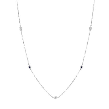 Diamond necklace with Sapphire Dots